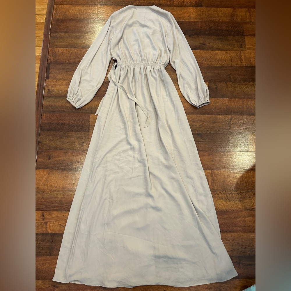 Show Me Your Mumu Lady Long Sleeve Wrap Maxi Dress Beige Size Small - Picture 8 of 10